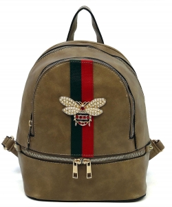 Queen Bee Stripe Backpack DL757B STONE